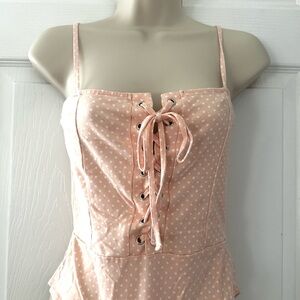 Polka Dot Lace-Up Bodysuit